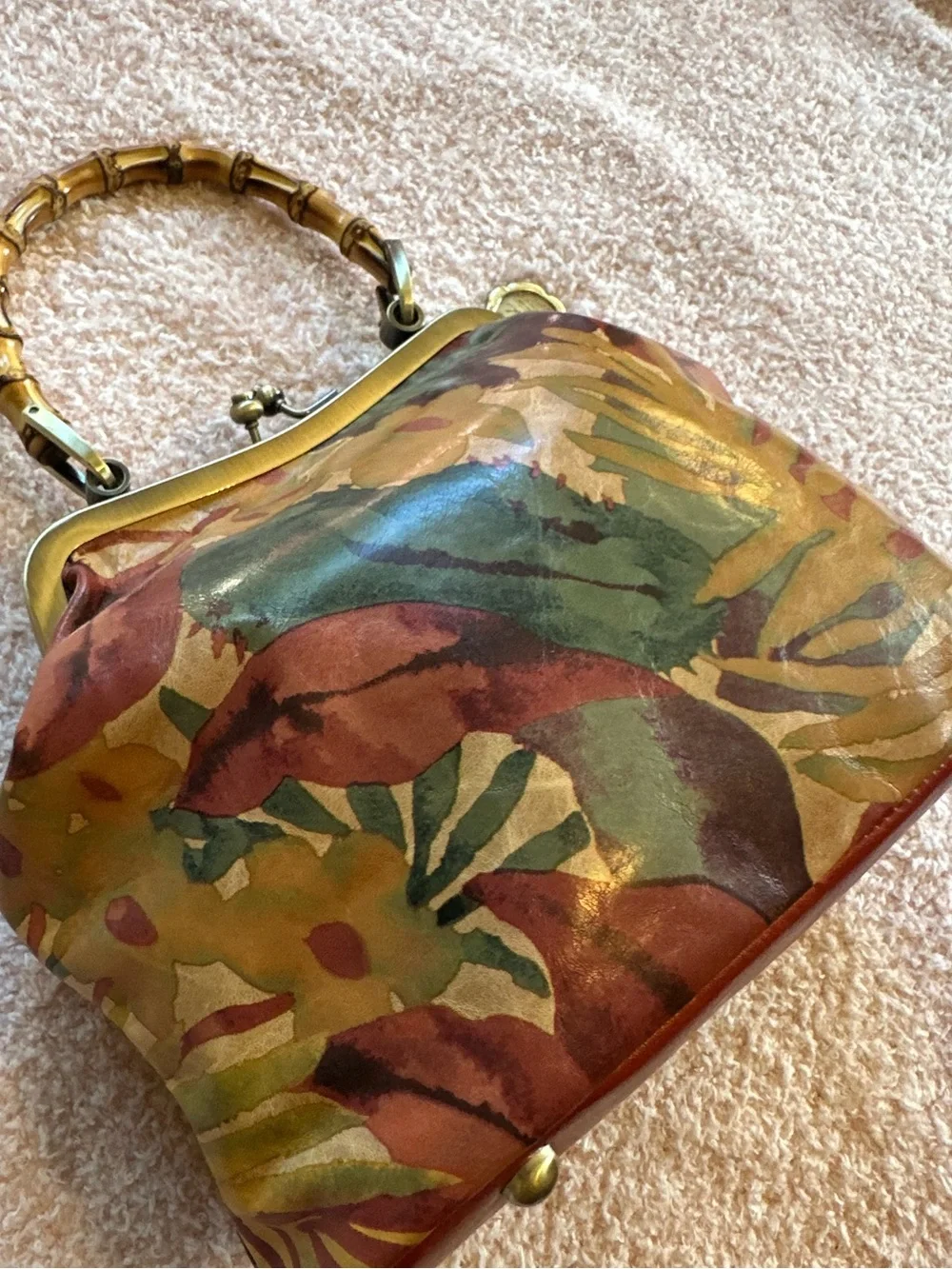 Patricia Nash Tropical Dreams Floral Leather Bamboo Handle 25 Year Anniversary